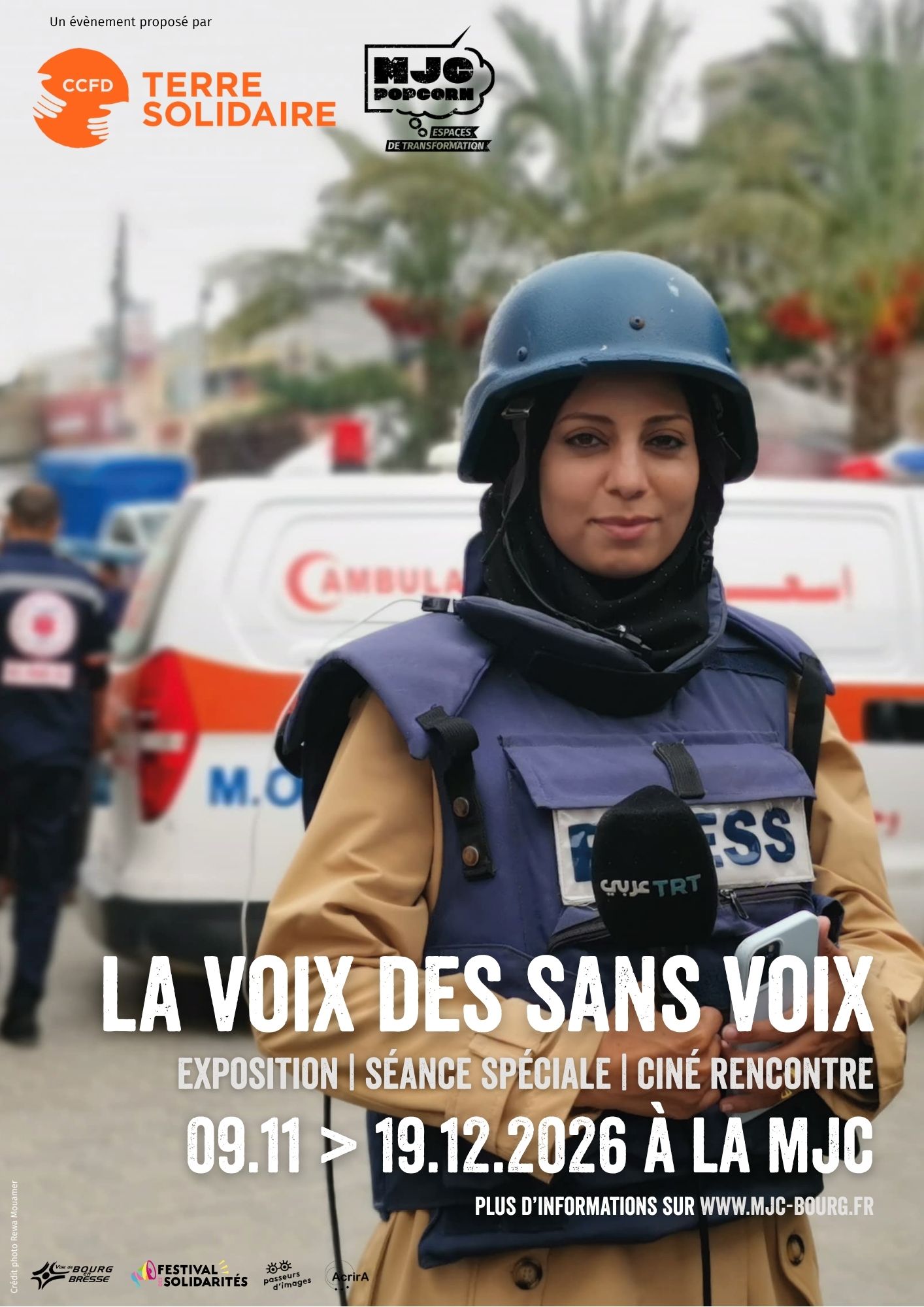 Affiche A3 La voix des sans voix MJC Pop Corn Bourg-en-Bresse 2026